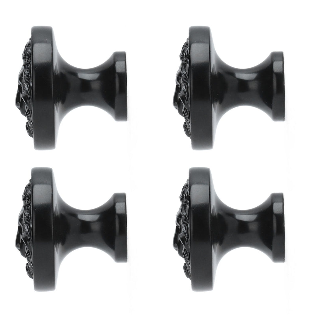 4Set Lion Head Zinc Alloy Cabinet Door Handle Modern Antique Cartoon Solid Drawer Pull Circular Single Hole Buckle Hand399 Lion Head Black