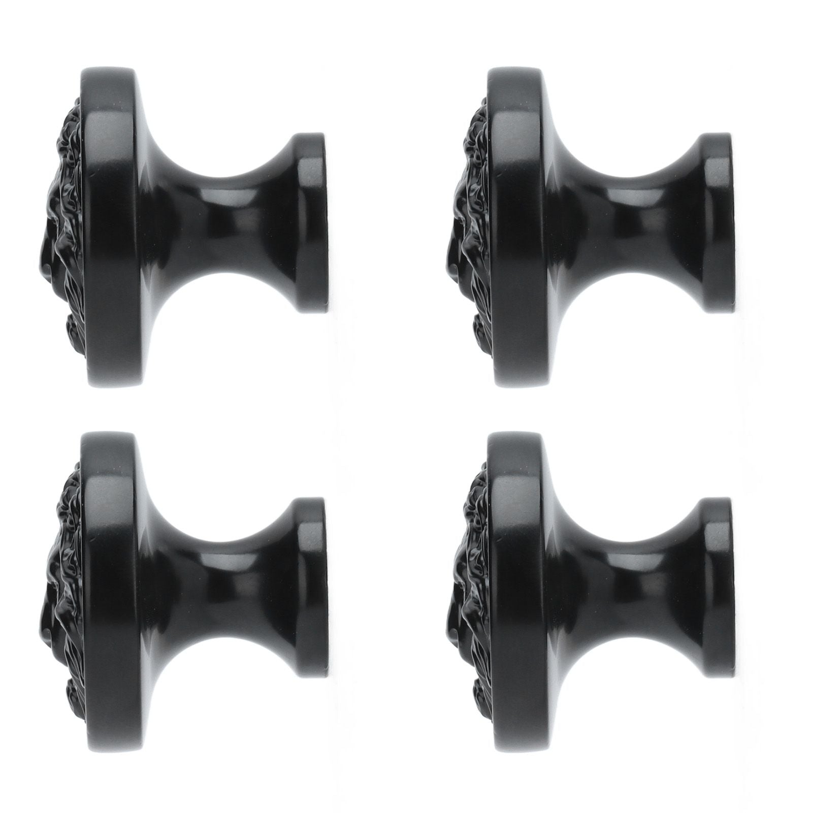4Set Lion Head Zinc Alloy Cabinet Door Handle Modern Antique Cartoon Solid Drawer Pull Circular Single Hole Buckle Hand399 Lion Head Black