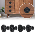 4Set Lion Head Zinc Alloy Cabinet Door Handle Modern Antique Cartoon Solid Drawer Pull Circular Single Hole Buckle Hand399 Lion Head Black