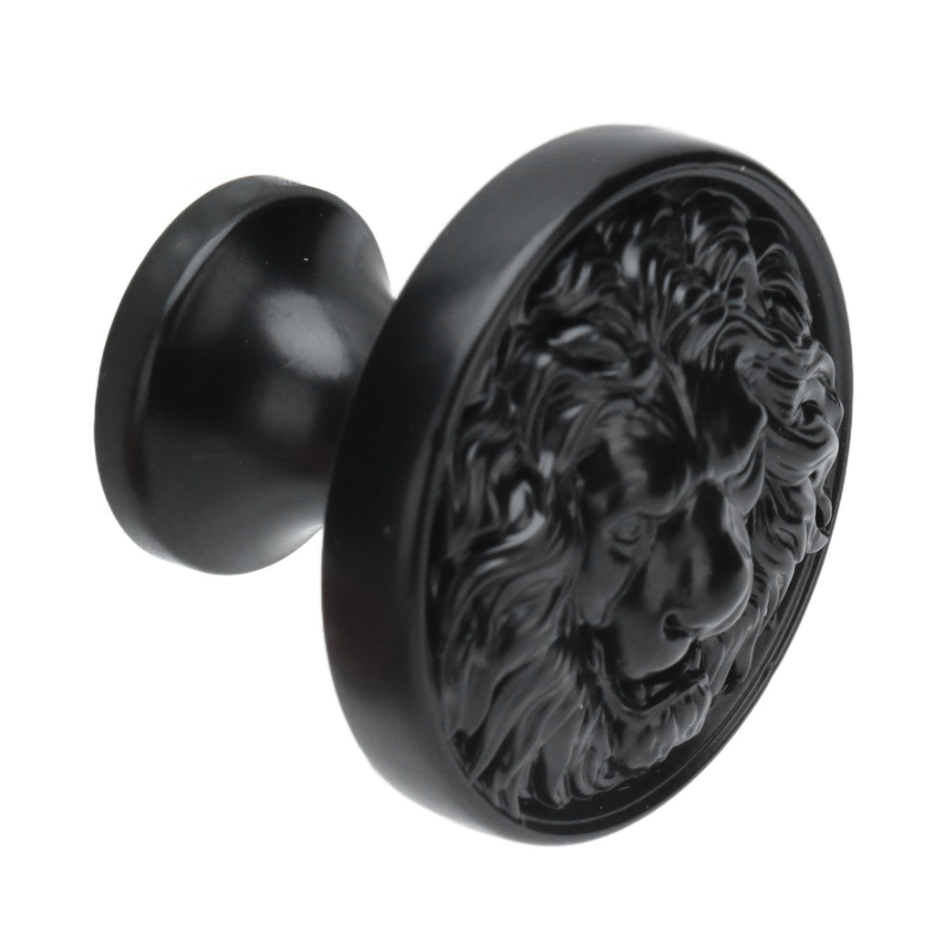 4Set Lion Head Zinc Alloy Cabinet Door Handle Modern Antique Cartoon Solid Drawer Pull Circular Single Hole Buckle Hand399 Lion Head Black
