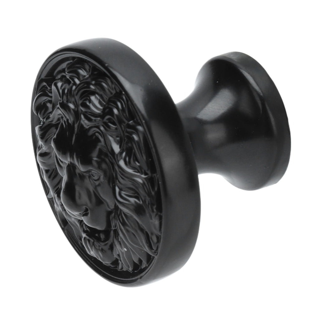 4Set Lion Head Zinc Alloy Cabinet Door Handle Modern Antique Cartoon Solid Drawer Pull Circular Single Hole Buckle Hand399 Lion Head Black