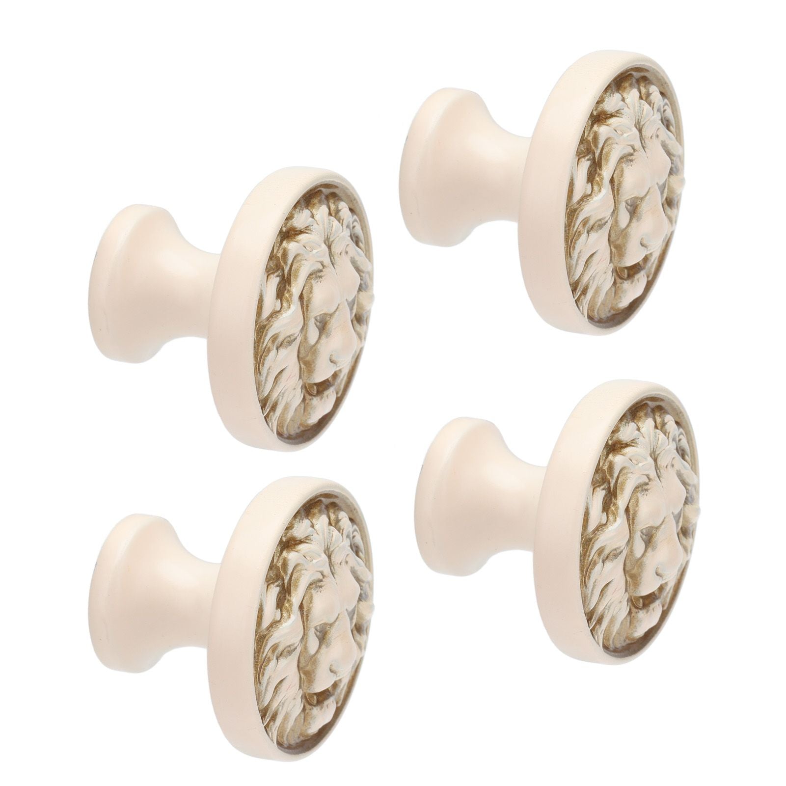 4Set Lion Head Zinc Alloy Cabinet Door Handle Modern Antique Cartoon Solid Drawer Pull Circular Single Hole Buckle Hand399 Lion Head Ivory