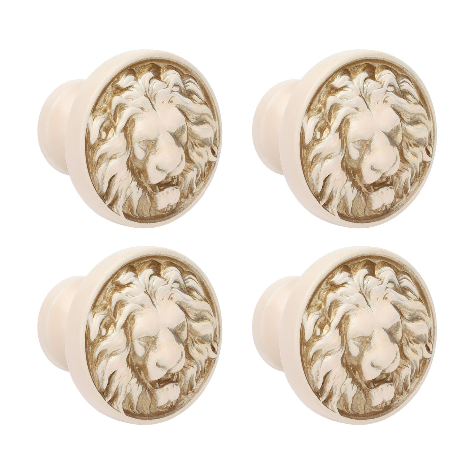 4Set Lion Head Zinc Alloy Cabinet Door Handle Modern Antique Cartoon Solid Drawer Pull Circular Single Hole Buckle Hand399 Lion Head Ivory