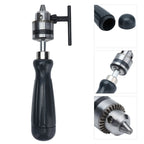 Hand Drill Carbon Steel Manual Crank Drill with Chuck Key and 5pcs Drill Bit for Plastic Wood Jewelry Resin Nut