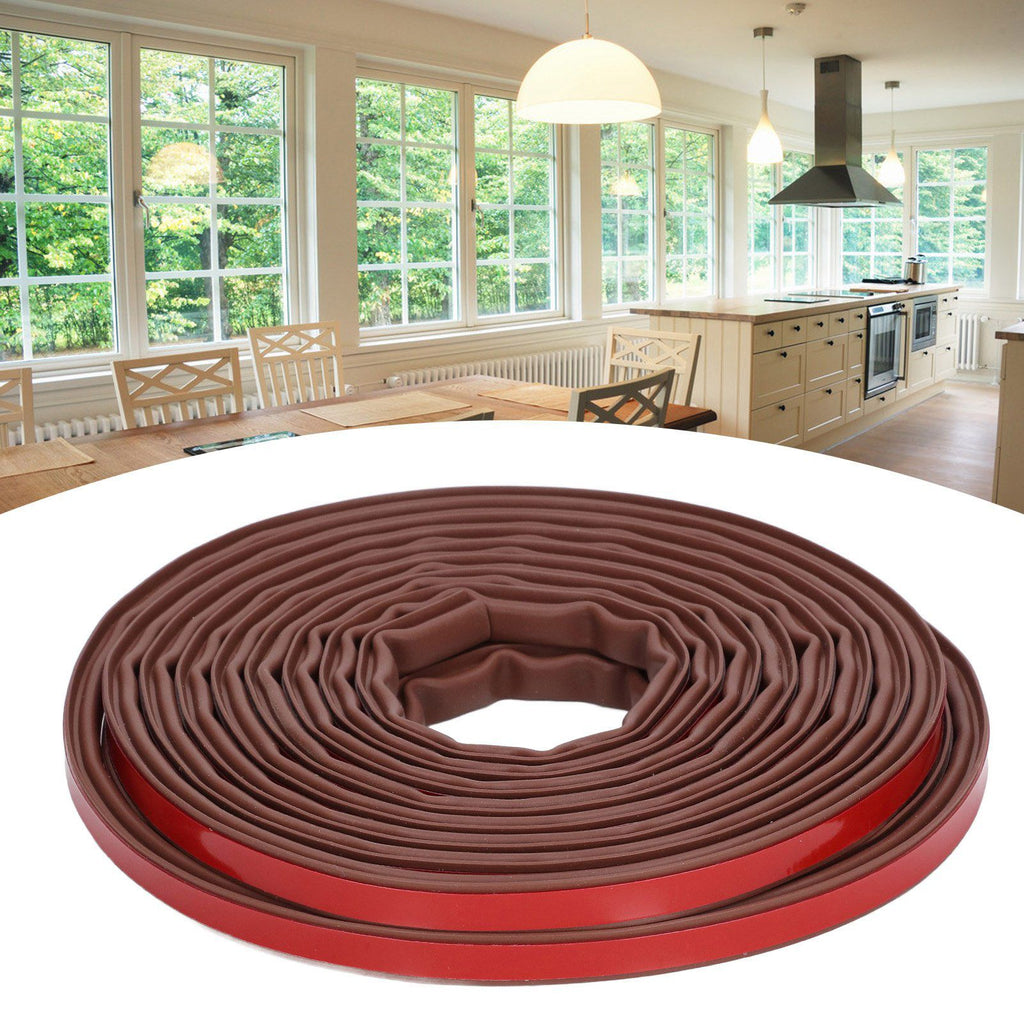 6m Door Sealing Strip Silicone Rubber Self Adhesive Weather Strip Brown Window Sealing Strip for HomeHeight 6mm / 0.2in