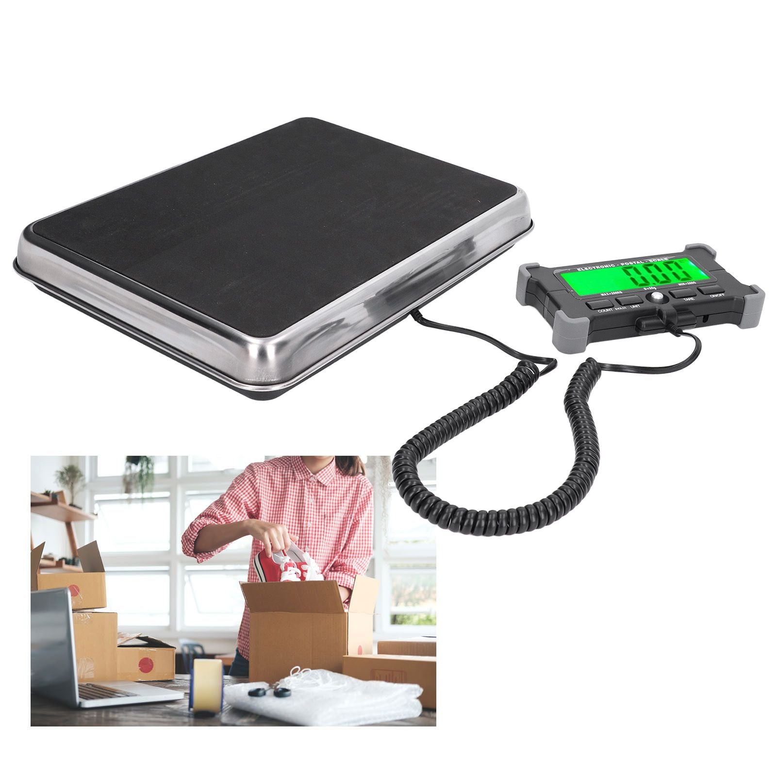 Shipping Scale Portable Accurate Digital HD LCD Display Package Scale with USB Cable Hooks for Pet Package Express