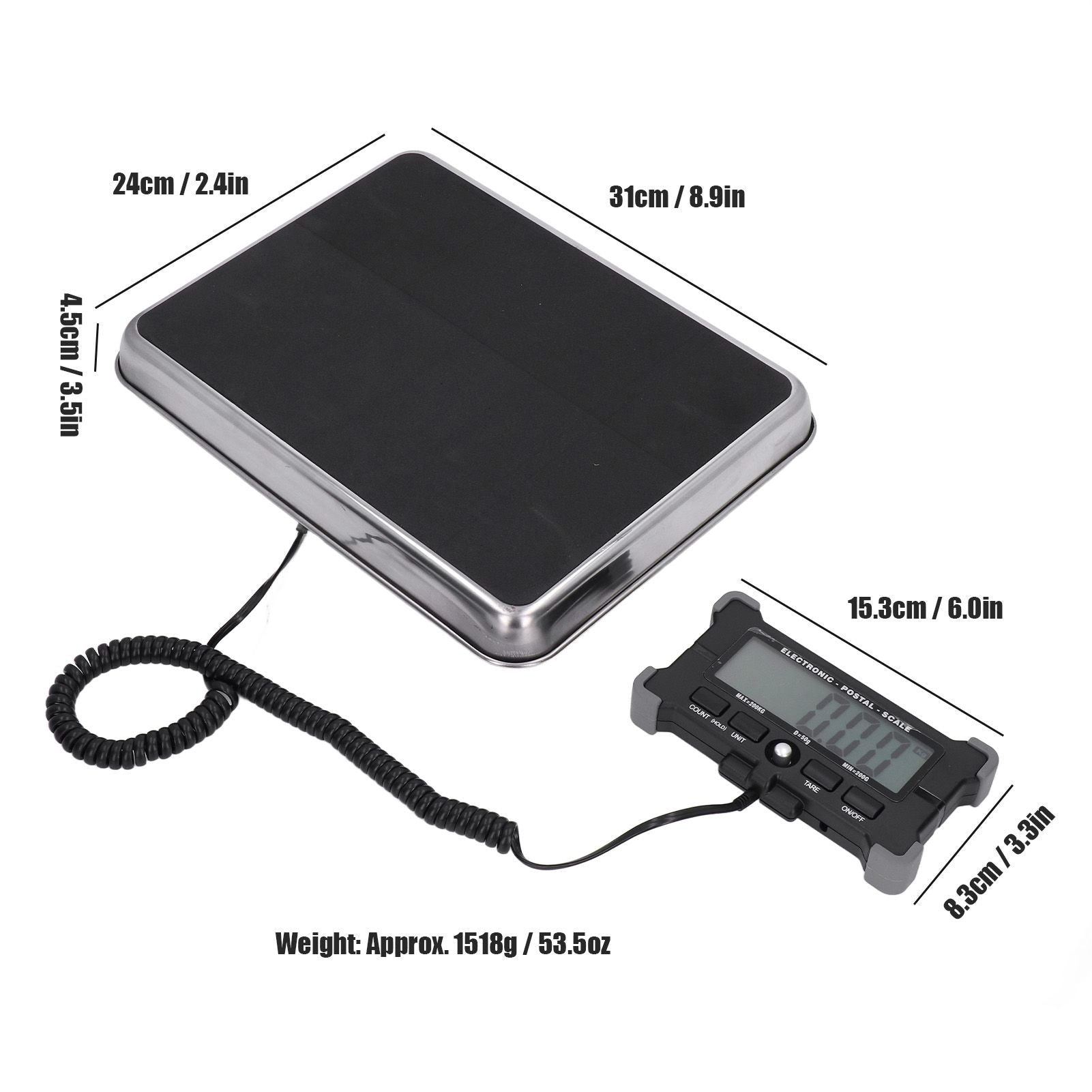 Shipping Scale Portable Accurate Digital HD LCD Display Package Scale with USB Cable Hooks for Pet Package Express