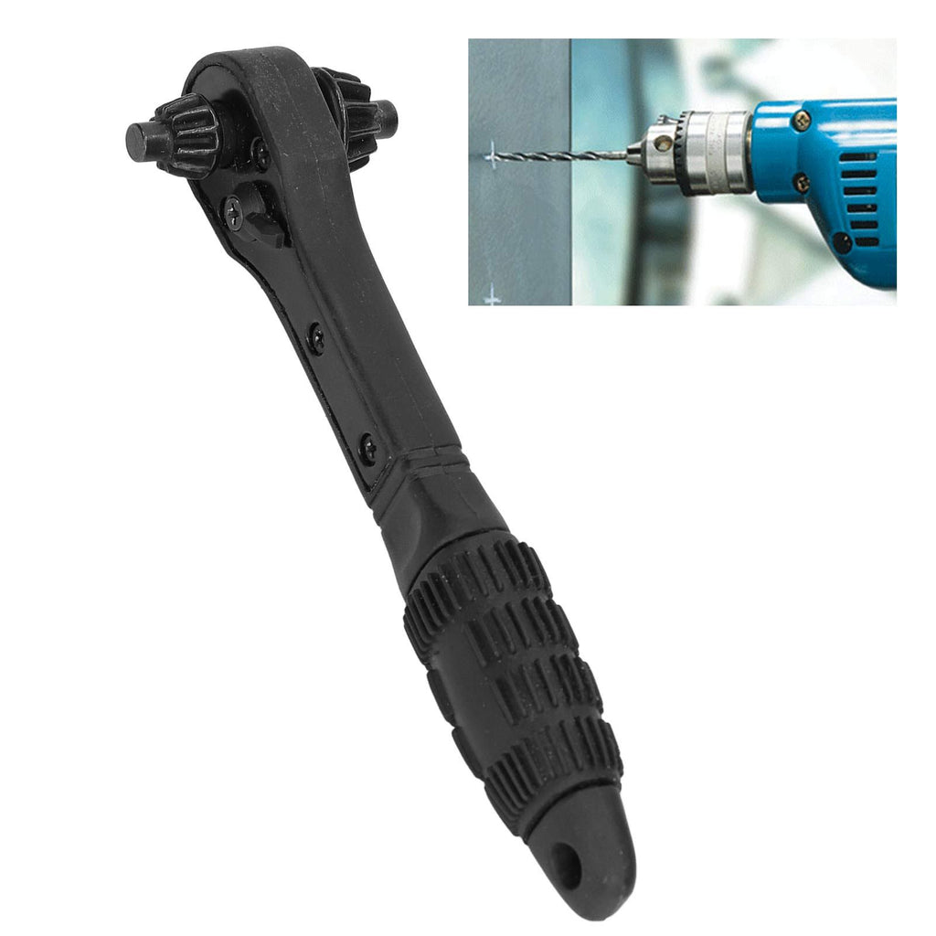 Ratchet Wrench 2 in 1 Black Carbon Steel Multifunctional Quick Drill Chuck Wrench for Universal Electric Drills