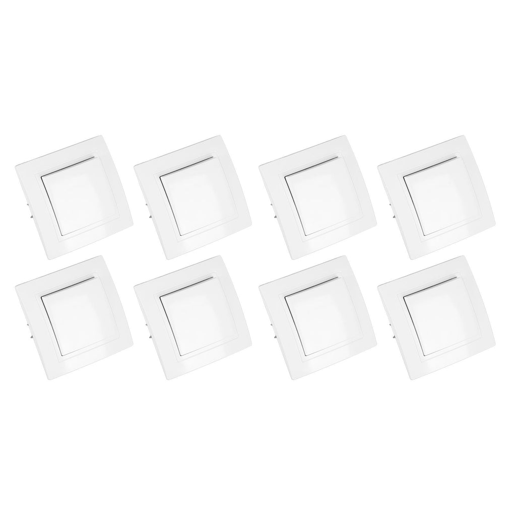 8Pcs Single Pole Light Switch 10A/250V Wall Decorative Paddle Rocker Switch European Regulations for House Use
