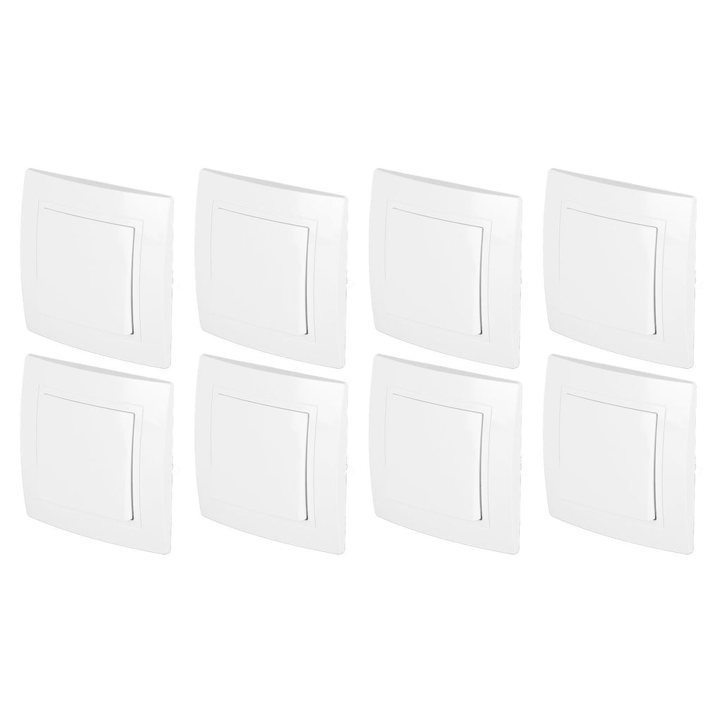 8Pcs Single Pole Light Switch 10A/250V Wall Decorative Paddle Rocker Switch European Regulations for House Use