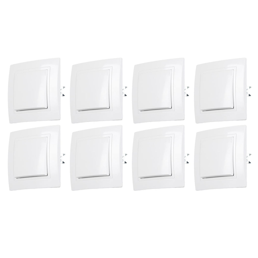 8Pcs Single Pole Light Switch 10A/250V Wall Decorative Paddle Rocker Switch European Regulations for House Use