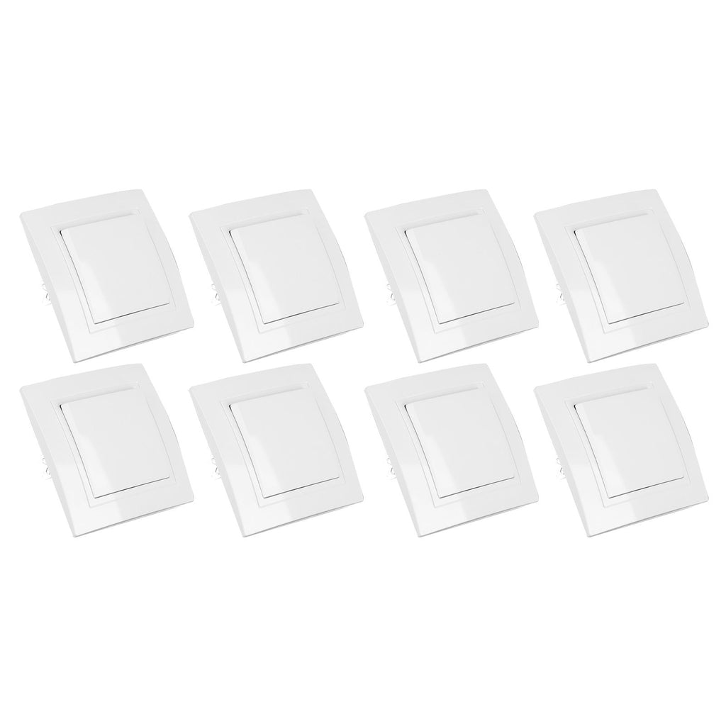 8Pcs Single Pole Light Switch 10A/250V Wall Decorative Paddle Rocker Switch European Regulations for House Use