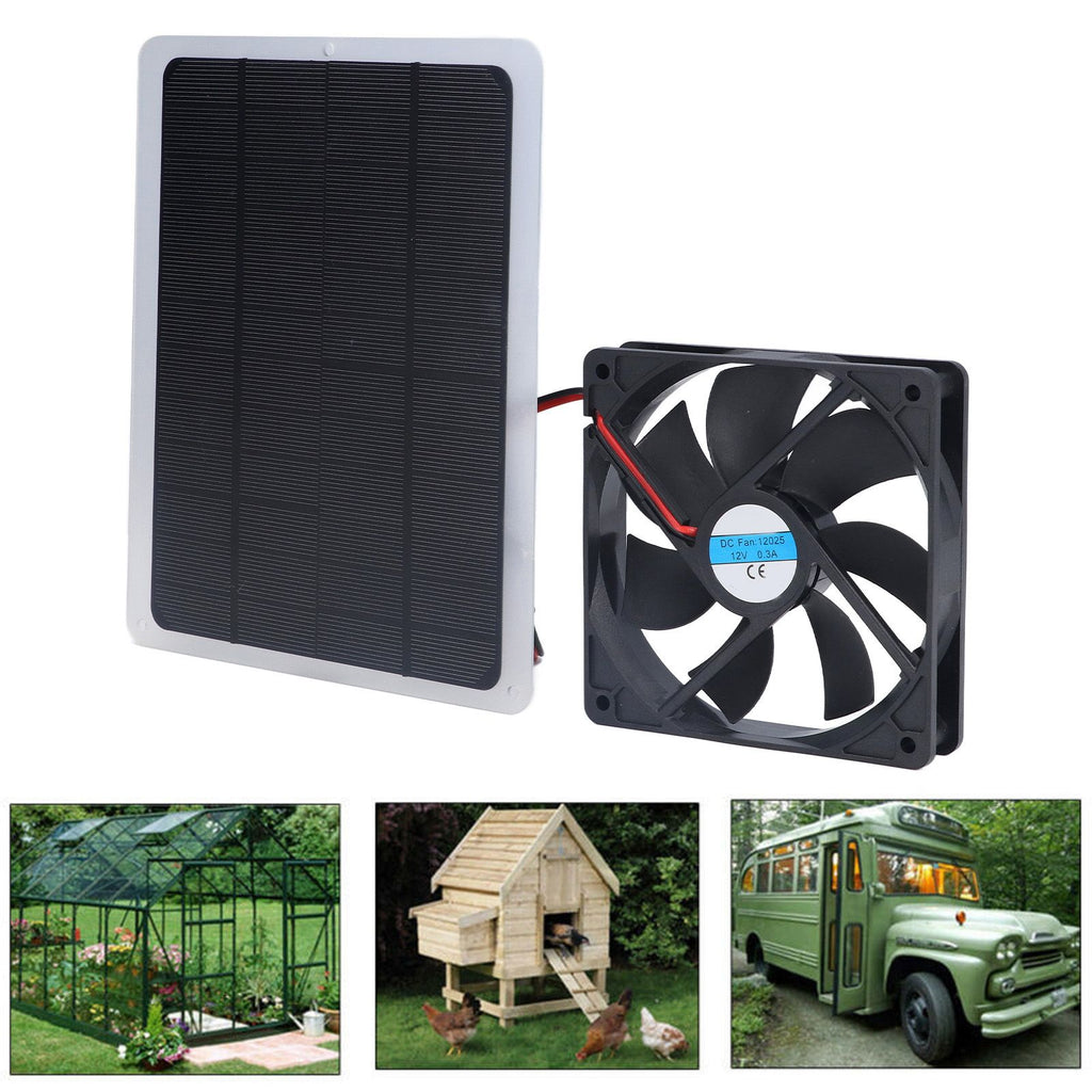 Solar Fan 10W 12V Effective Deodorization Energy Saving Portable USB Solar Exhaust Fan for Pet Houses RV Greenhouses