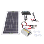 12V to 220V 30W Solar Charging Panel 220W Solar Inverter Battery Charger Kit for Camping Hiking 100A
