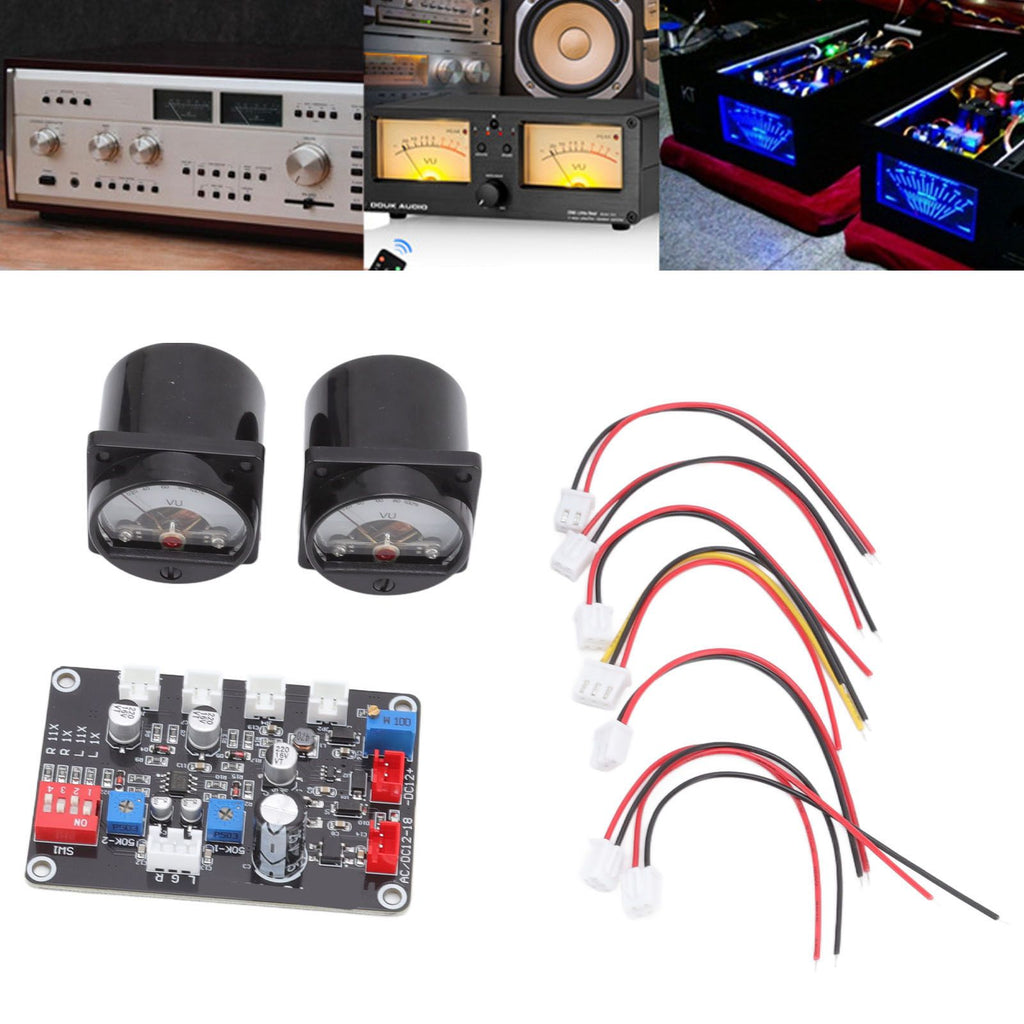 2pcs VU Level Meter Power Amplifier VU Panel Meter with Driver Board for Recording Studio 12V‑18V