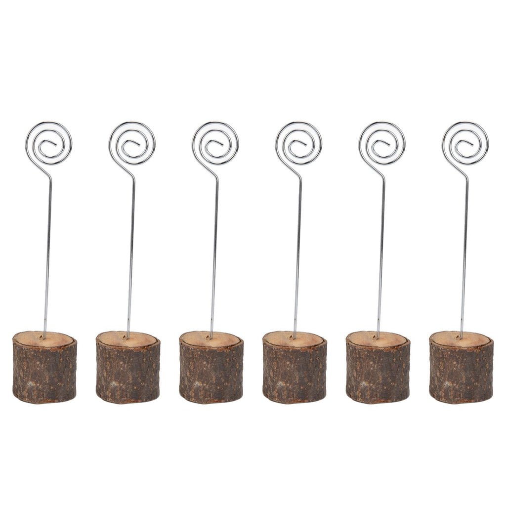 20Pcs Premium Wood Place Card Holders with Swirl Wire Name Cards Photo Holders for Wedding Birthday Festival