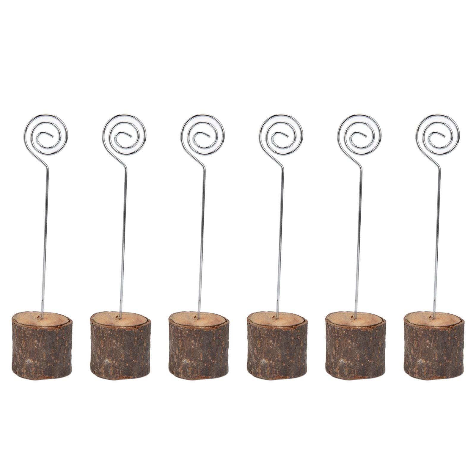 20Pcs Premium Wood Place Card Holders with Swirl Wire Name Cards Photo Holders for Wedding Birthday Festival