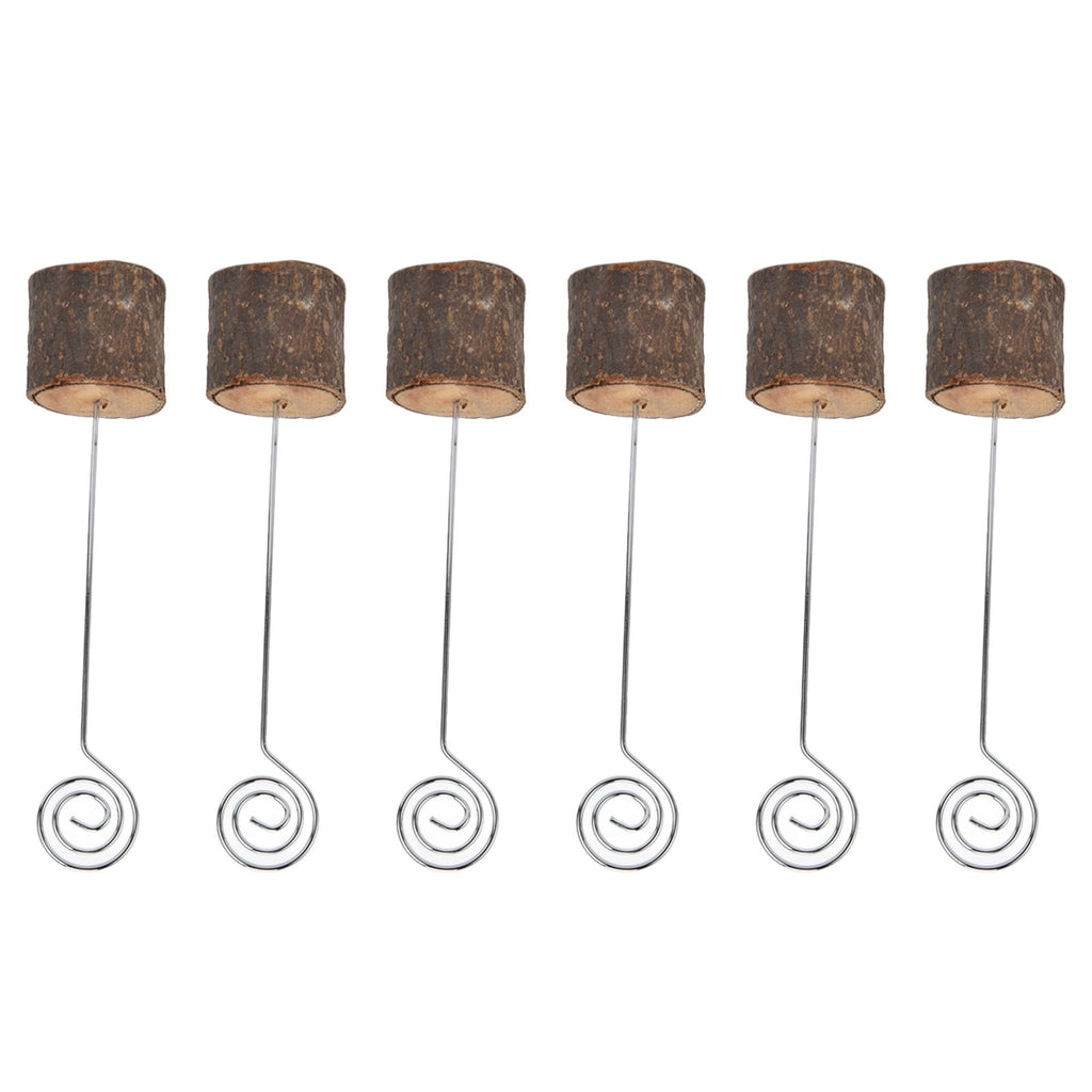 20Pcs Premium Wood Place Card Holders with Swirl Wire Name Cards Photo Holders for Wedding Birthday Festival