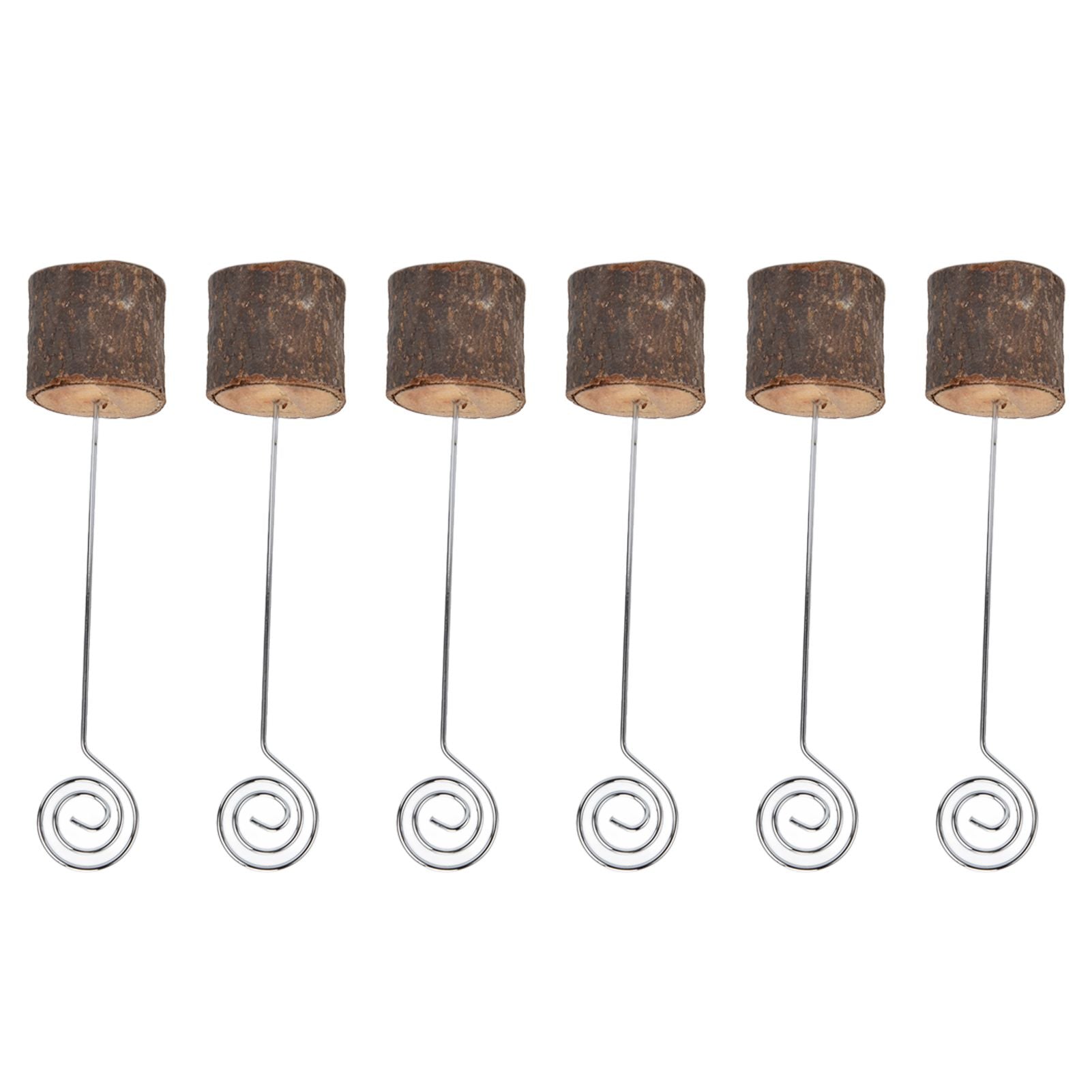 20Pcs Premium Wood Place Card Holders with Swirl Wire Name Cards Photo Holders for Wedding Birthday Festival