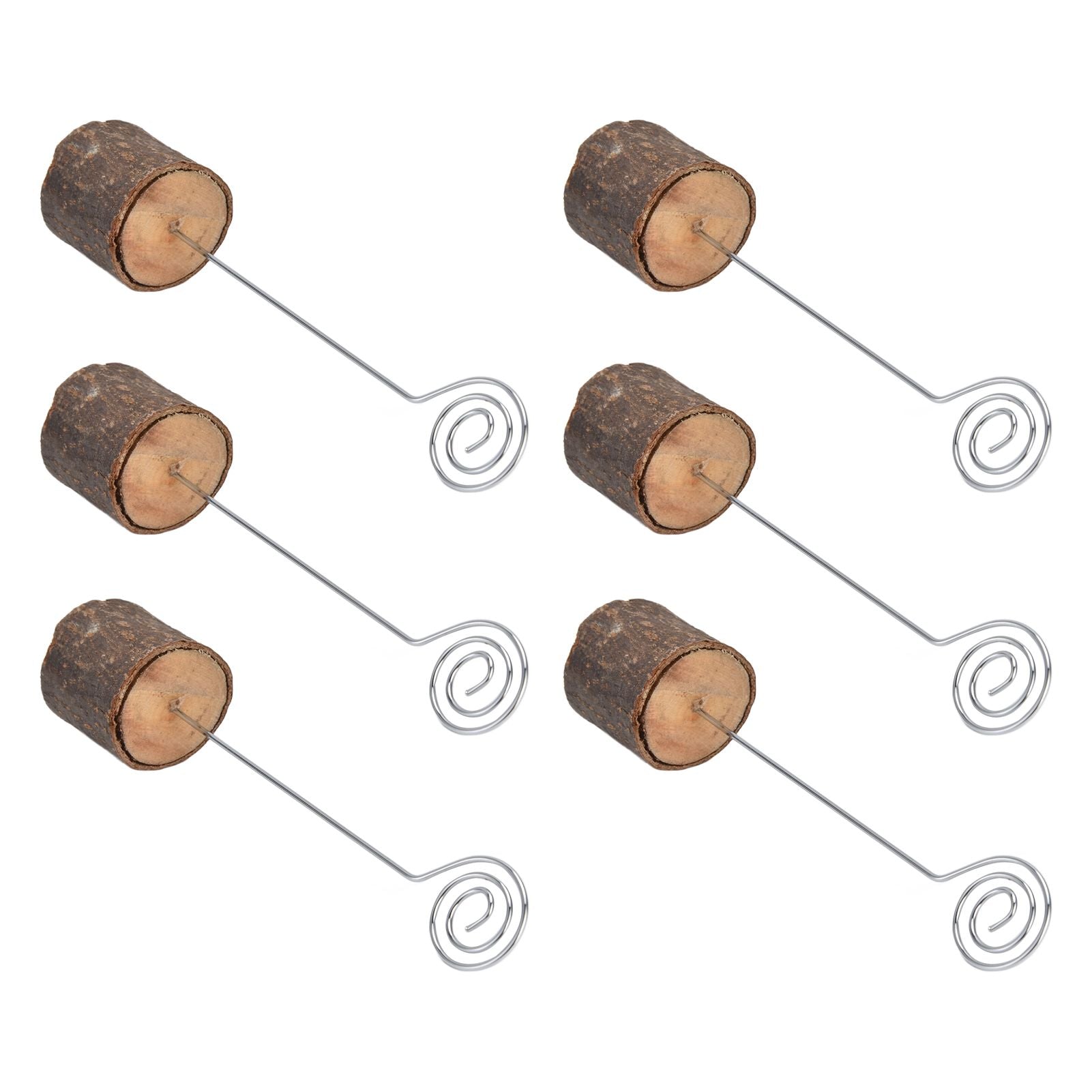 20Pcs Premium Wood Place Card Holders with Swirl Wire Name Cards Photo Holders for Wedding Birthday Festival