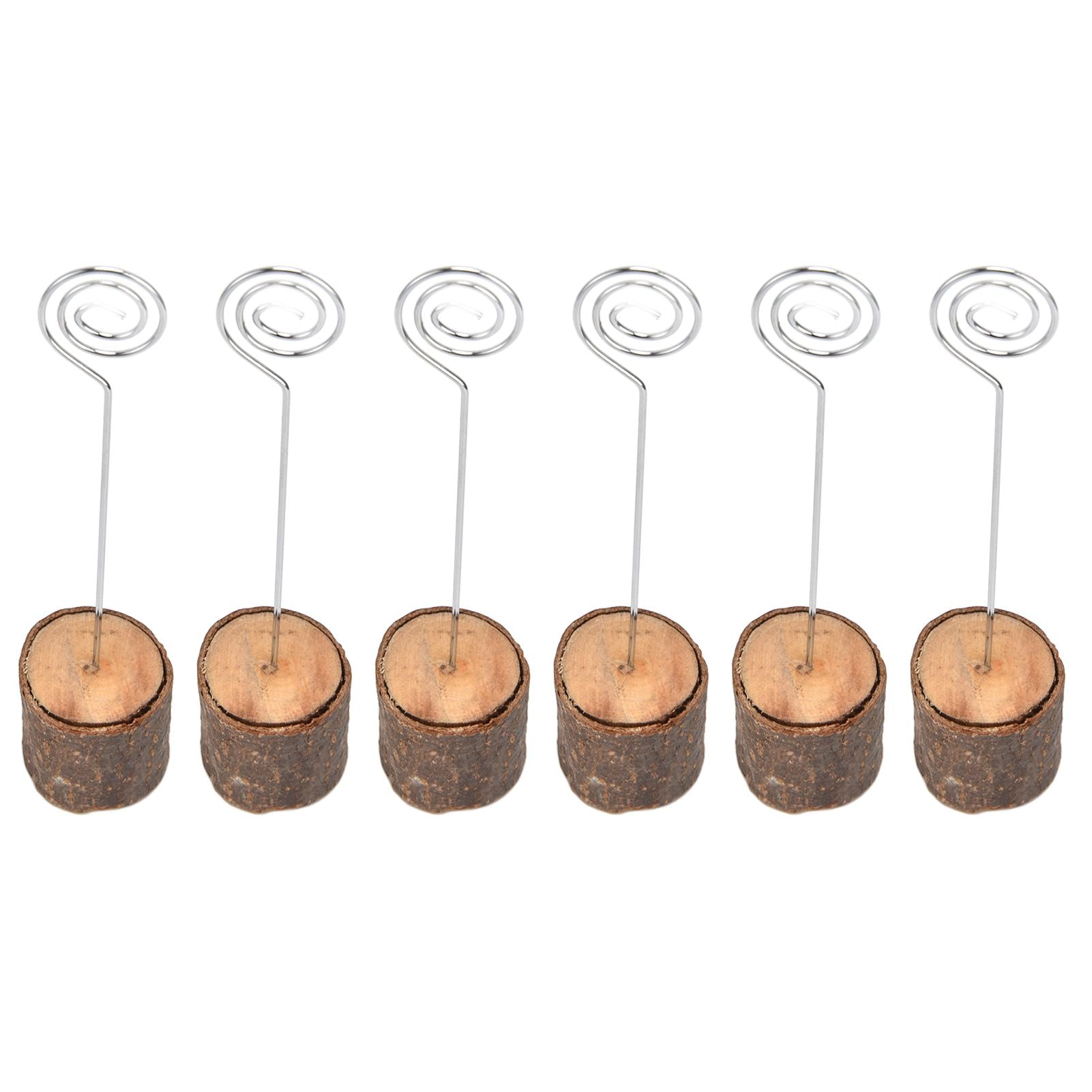 20Pcs Premium Wood Place Card Holders with Swirl Wire Name Cards Photo Holders for Wedding Birthday Festival