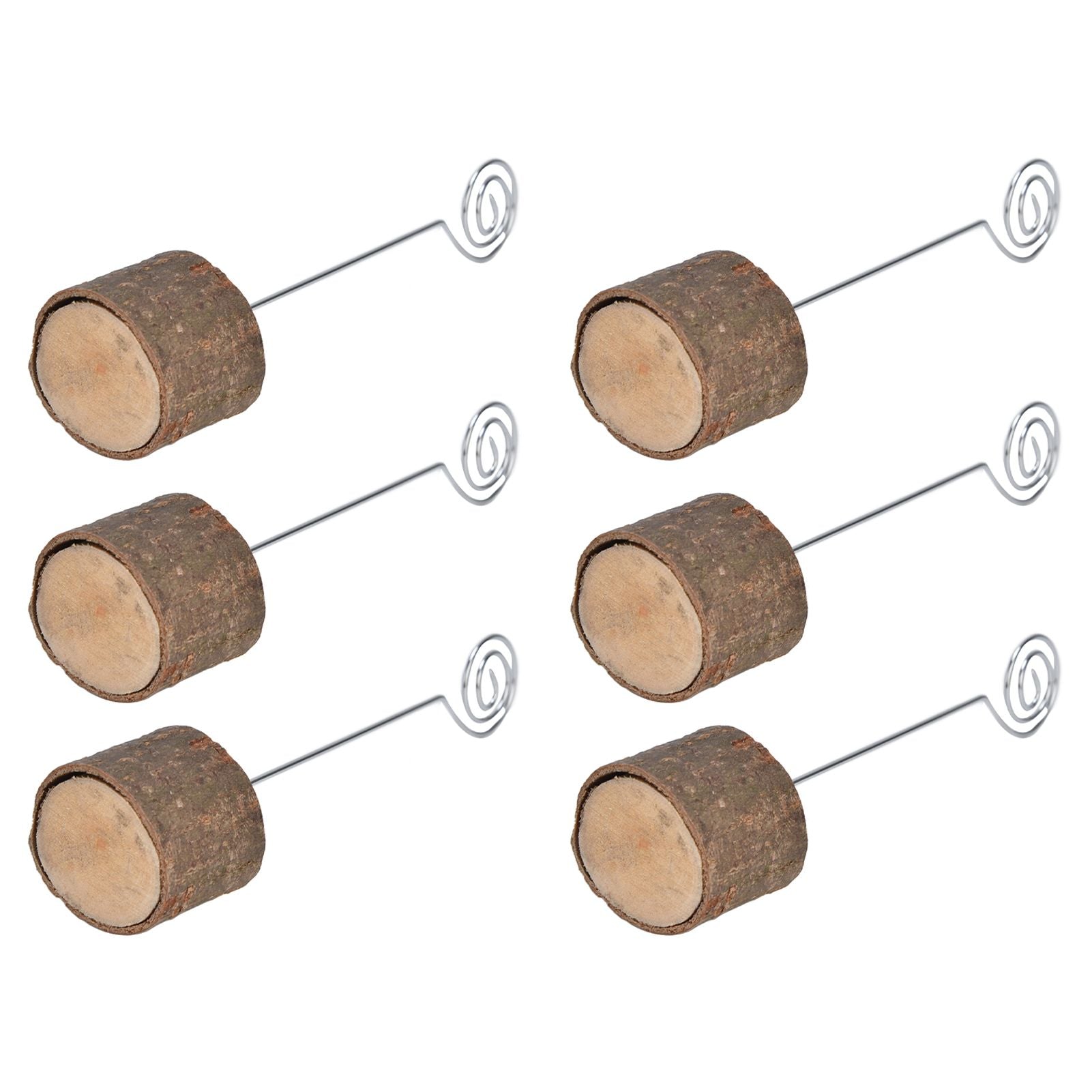 20Pcs Premium Wood Place Card Holders with Swirl Wire Name Cards Photo Holders for Wedding Birthday Festival