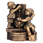 Little Boy Girl Playing Water Statue Standing Sculpture Resin Garden Ornament for Home Decoration