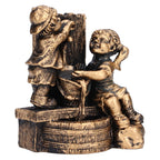 Little Boy Girl Playing Water Statue Standing Sculpture Resin Garden Ornament for Home Decoration