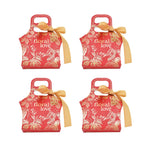 50Set Innovative Candy Box Paper Candy Bags with Ribbons for Christmas Parties Birthdays WeddingsRetro Carmine with Gold Ribbon