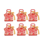50Set Innovative Candy Box Paper Candy Bags with Ribbons for Christmas Parties Birthdays WeddingsRetro Carmine with Gold Ribbon