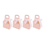 50Set Innovative Candy Box Paper Candy Bags with Ribbons for Christmas Parties Birthdays WeddingsPink with Light Pink Ribbon