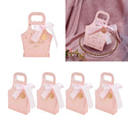 50Set Innovative Candy Box Paper Candy Bags with Ribbons for Christmas Parties Birthdays WeddingsPink with Light Pink Ribbon