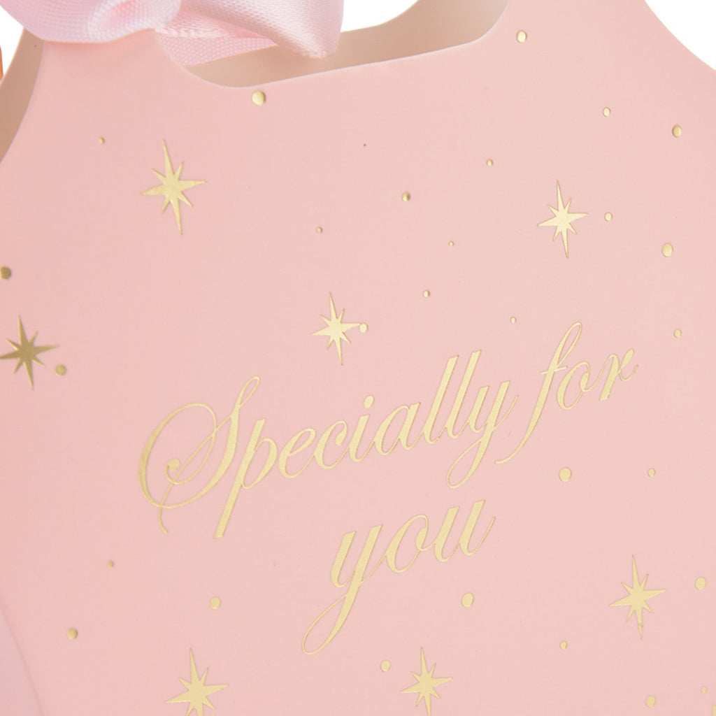 50Set Innovative Candy Box Paper Candy Bags with Ribbons for Christmas Parties Birthdays WeddingsPink with Light Pink Ribbon