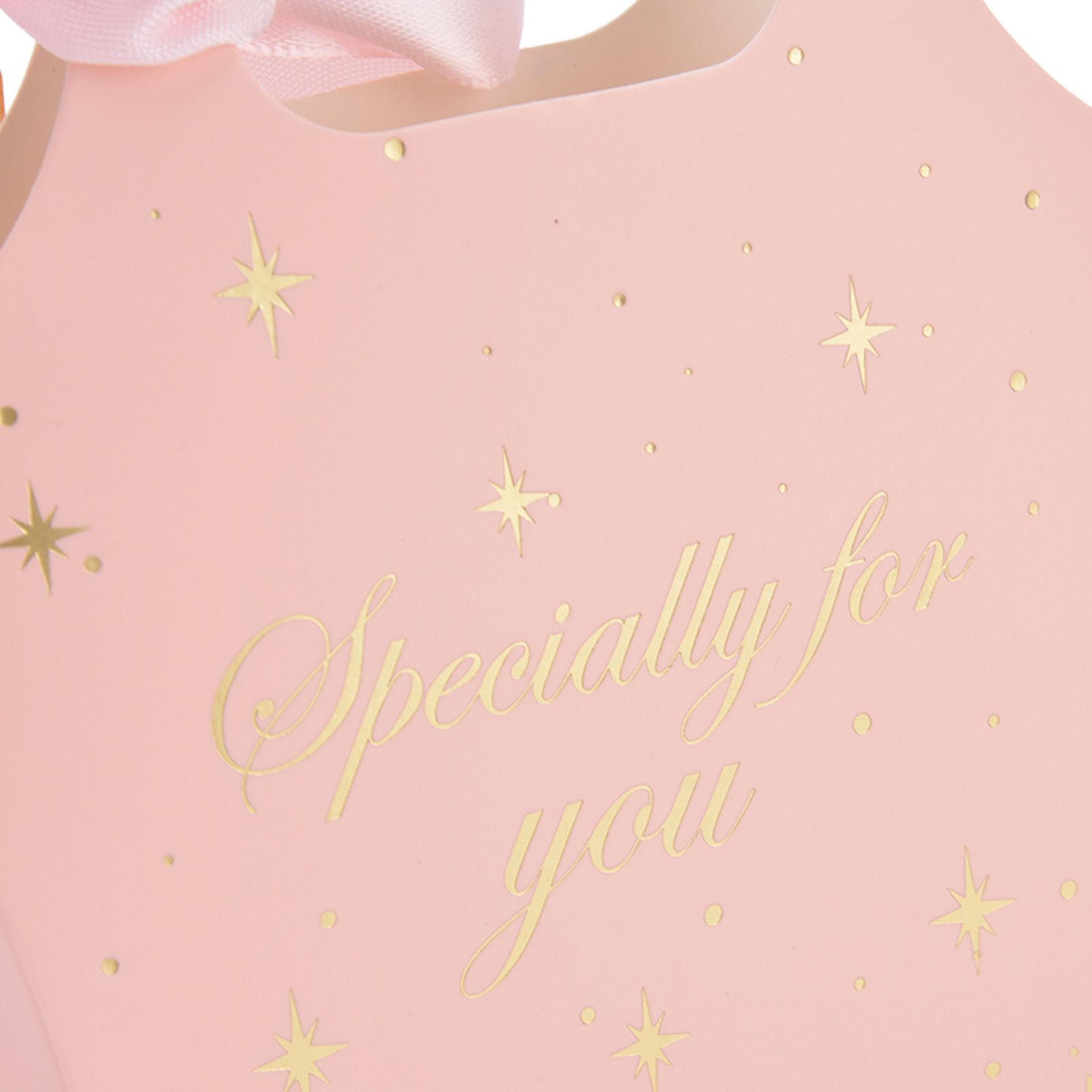 50Set Innovative Candy Box Paper Candy Bags with Ribbons for Christmas Parties Birthdays WeddingsPink with Light Pink Ribbon