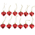 12pcs Christmas Ornament Heart Shape PVC Christmas Tree Hanging Decorations for Valentine's Day PartyRed