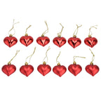 12pcs Christmas Ornament Heart Shape PVC Christmas Tree Hanging Decorations for Valentine's Day PartyRed