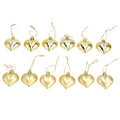 12pcs Christmas Ornament Heart Shape PVC Christmas Tree Hanging Decorations for Valentine's Day PartyGold