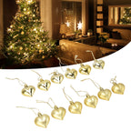 12pcs Christmas Ornament Heart Shape PVC Christmas Tree Hanging Decorations for Valentine's Day PartyGold