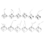 12pcs Christmas Ornament Heart Shape PVC Christmas Tree Hanging Decorations for Valentine's Day PartySilver