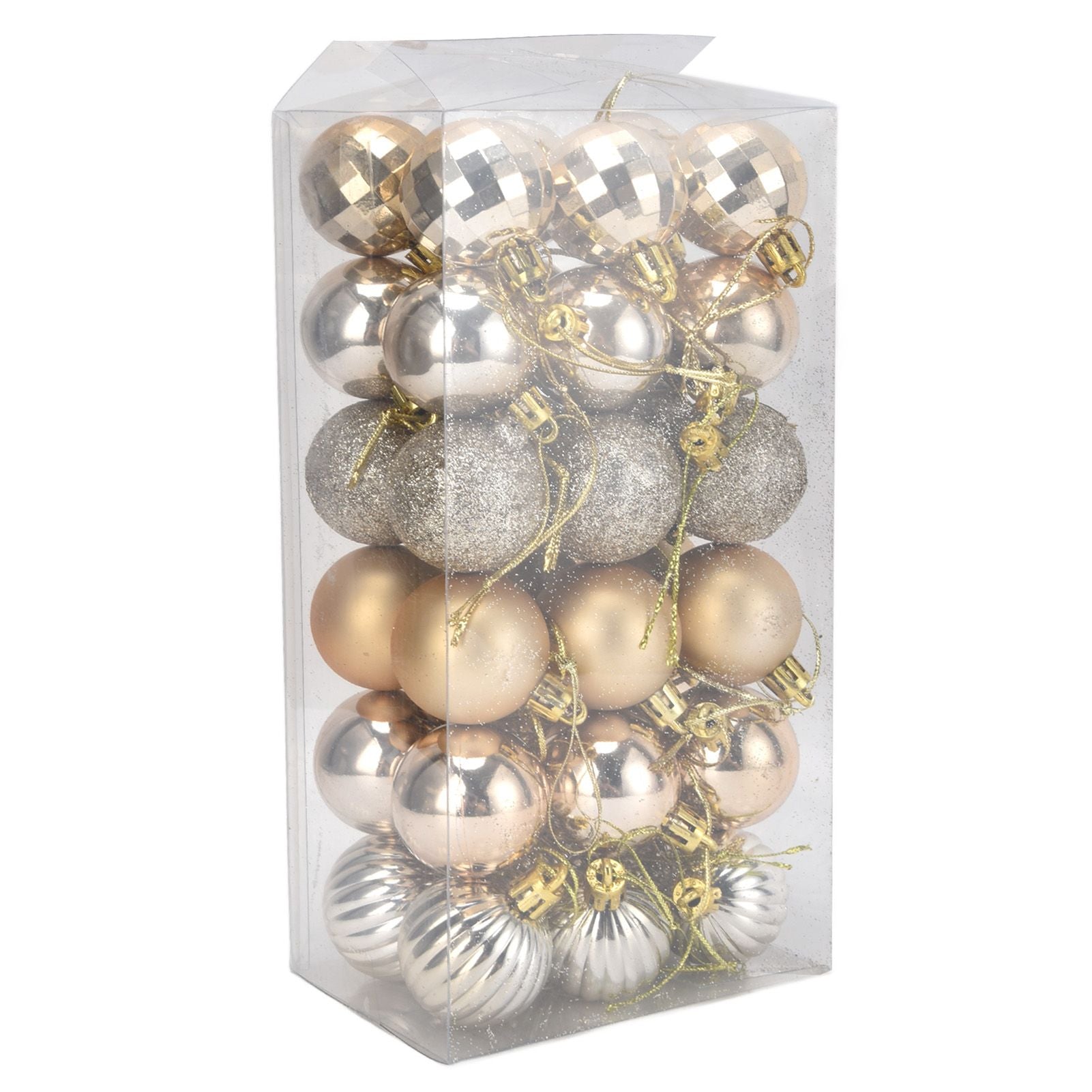 36Pcs Christmas Tree Ball Ornaments Shatterproof Hanging Decorations Xmas Pendant for Festival Holiday PartyGold