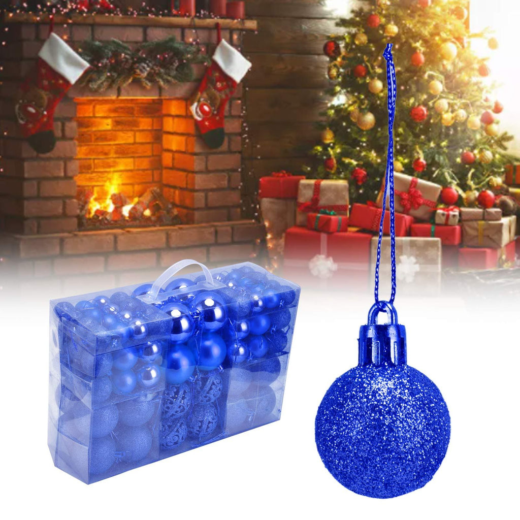 100pcs Christmas Ball Ornaments Shatterproof Hanging Balls for Christmas Tree Party DecorationBlue