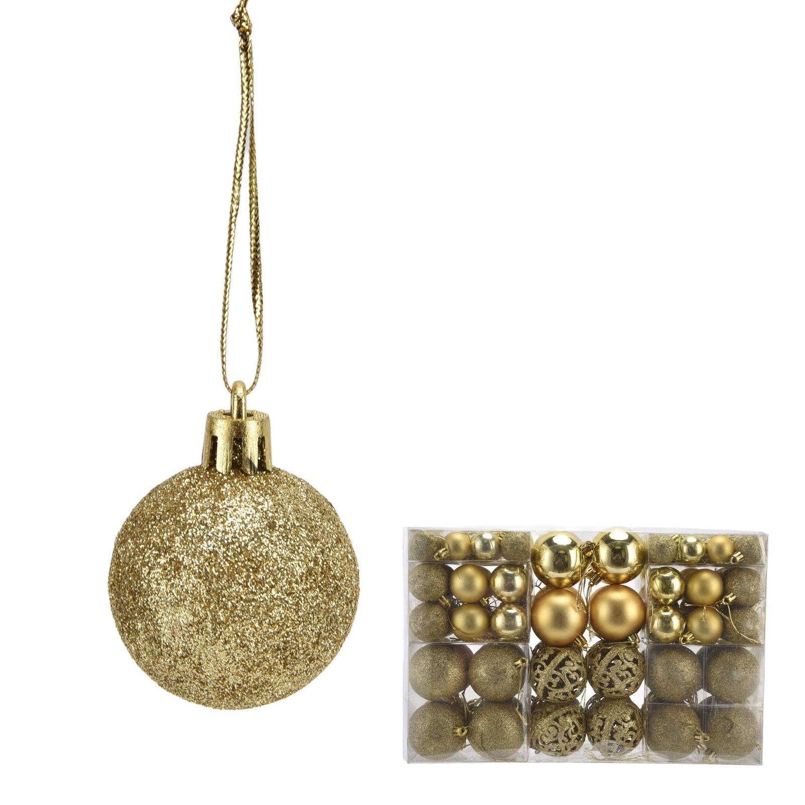 100pcs Christmas Ball Ornaments Shatterproof Hanging Balls for Christmas Tree Party DecorationGold