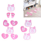 Removable 10 Number Hopscotch Stickers Children Room Floor Decoration Pink Cartoon Number Hopscotch Footprints Stickers