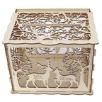 Greeting Card Box DIY Wooden Couple Deer Wedding Card Case Sign in Box Decoration Box