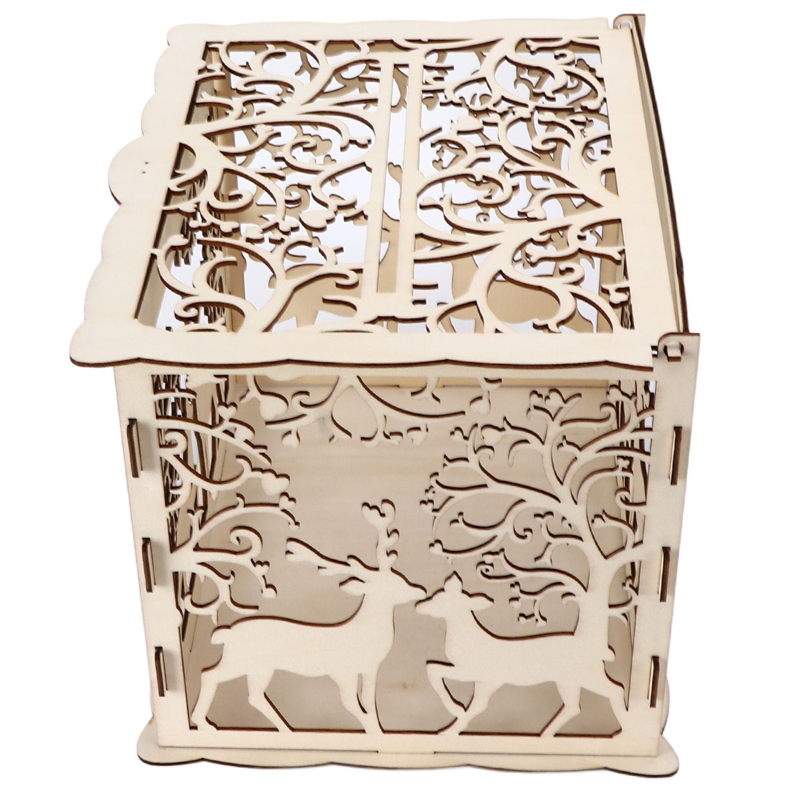 Greeting Card Box DIY Wooden Couple Deer Wedding Card Case Sign in Box Decoration Box