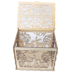 Greeting Card Box DIY Wooden Couple Deer Wedding Card Case Sign in Box Decoration Box