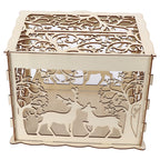 Greeting Card Box DIY Wooden Couple Deer Wedding Card Case Sign in Box Decoration Box