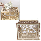 Greeting Card Box DIY Wooden Couple Deer Wedding Card Case Sign in Box Decoration Box