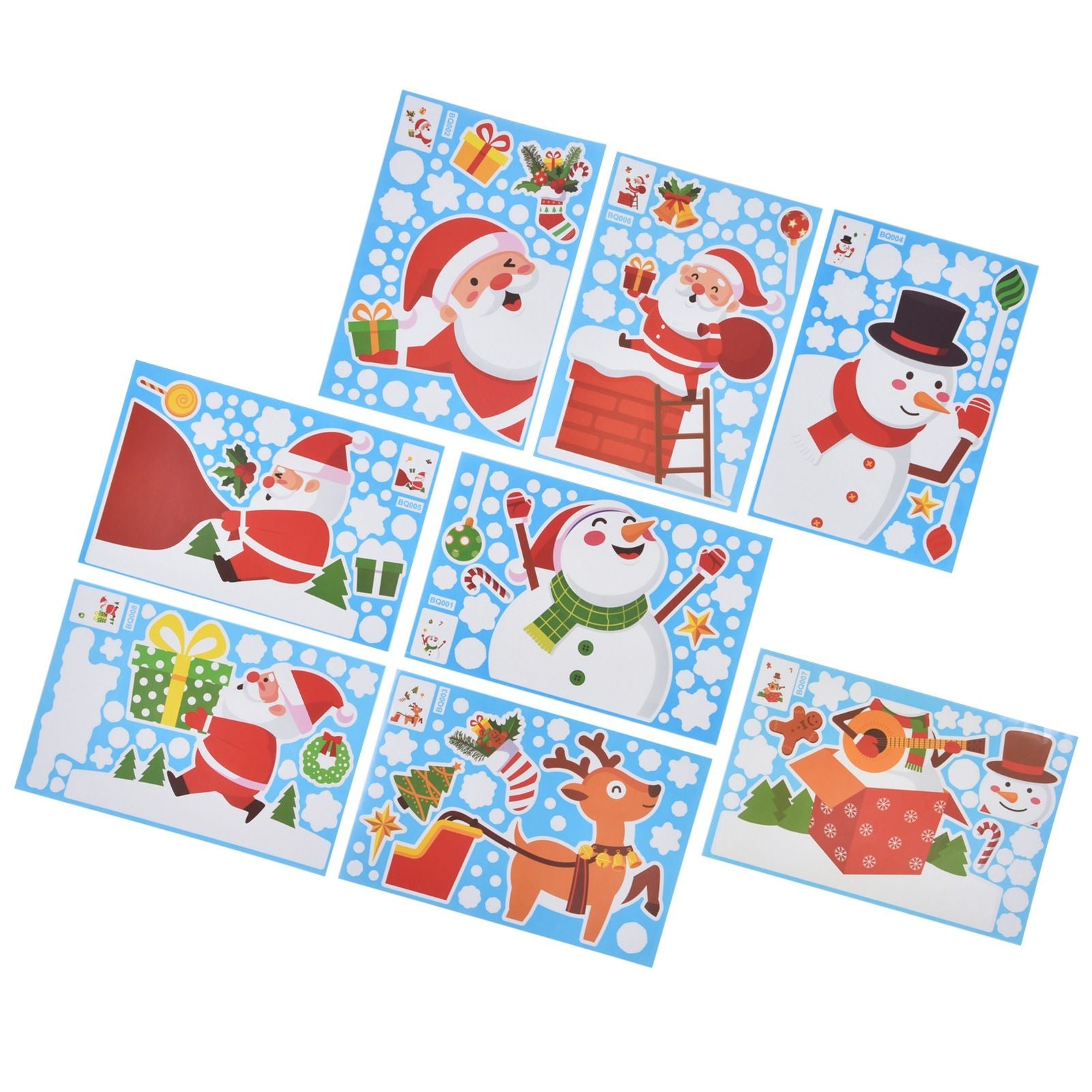 8PCS Christmas Snowman Sticker DIY Window Glass Sticker PVC Decorative Sticker for Living Room