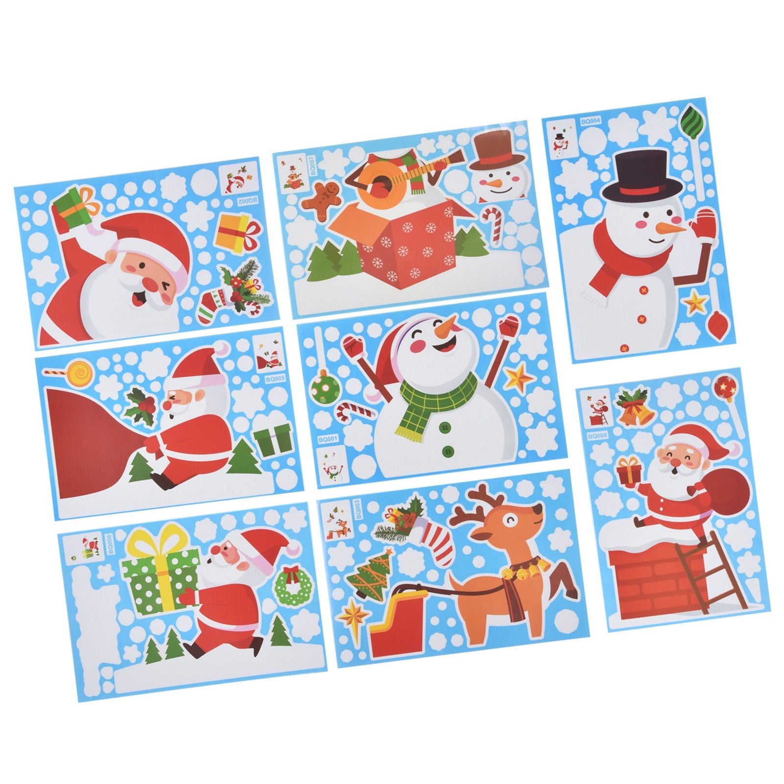 8PCS Christmas Snowman Sticker DIY Window Glass Sticker PVC Decorative Sticker for Living Room